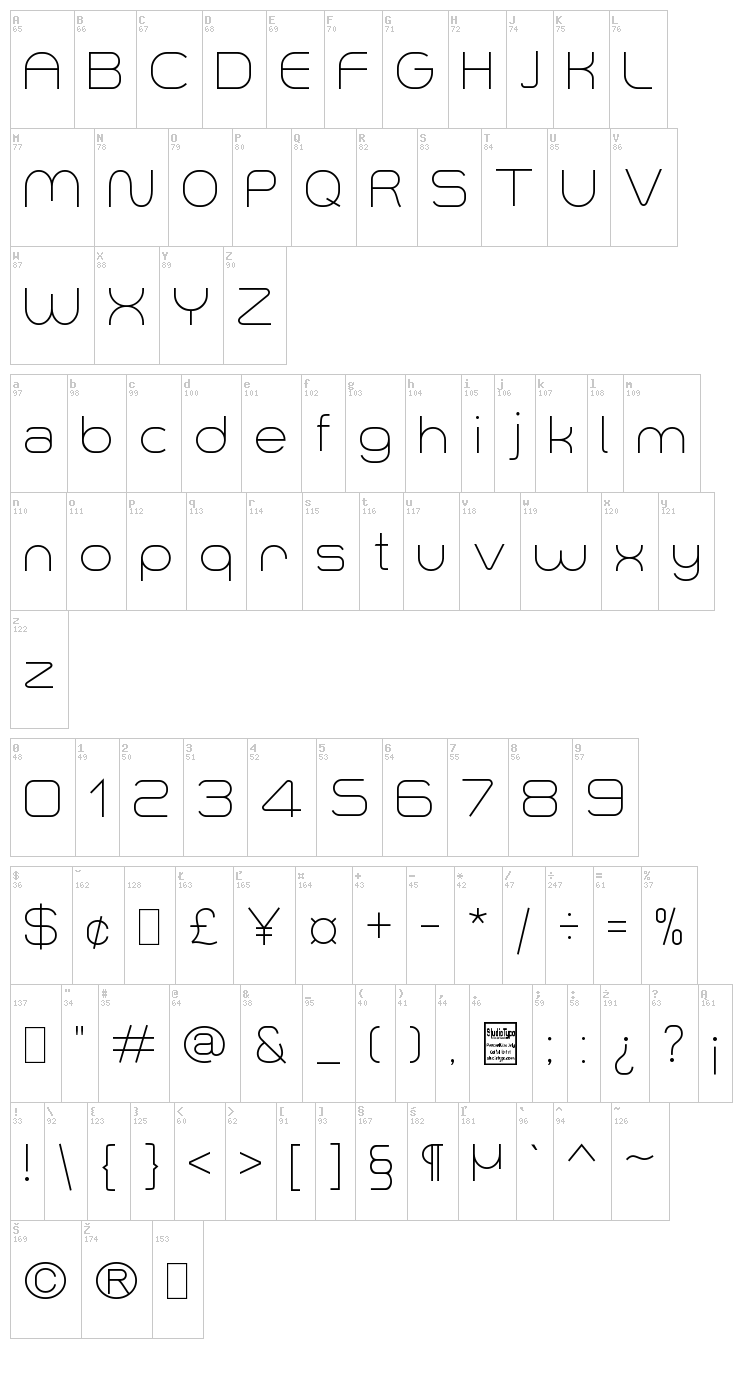 Smush font map